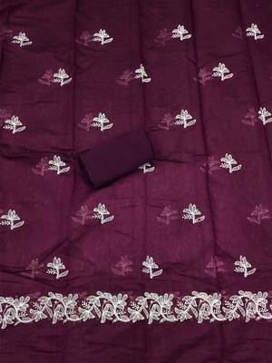 floral embroidered unstitched dress material 4