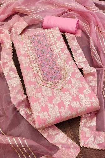 ethnic motifs woven design unstitched dress material
