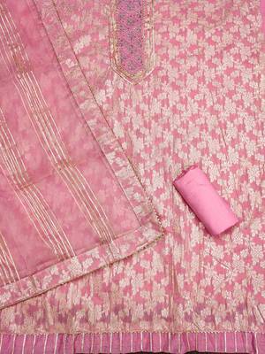 ethnic motifs woven design unstitched dress material 3