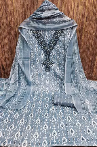 floral printed cotton unstitched dress material