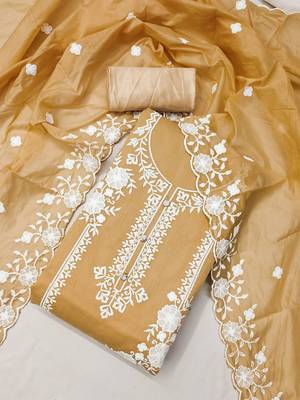 floral embroidered unstitched dress material 1
