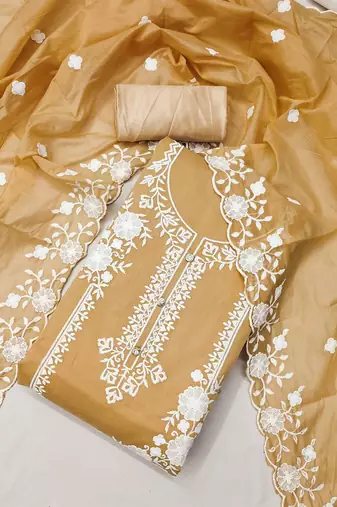 floral embroidered unstitched dress material