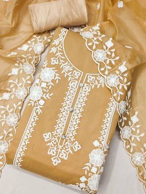 floral embroidered unstitched dress material 2