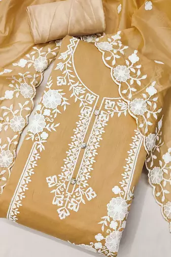floral embroidered unstitched dress material