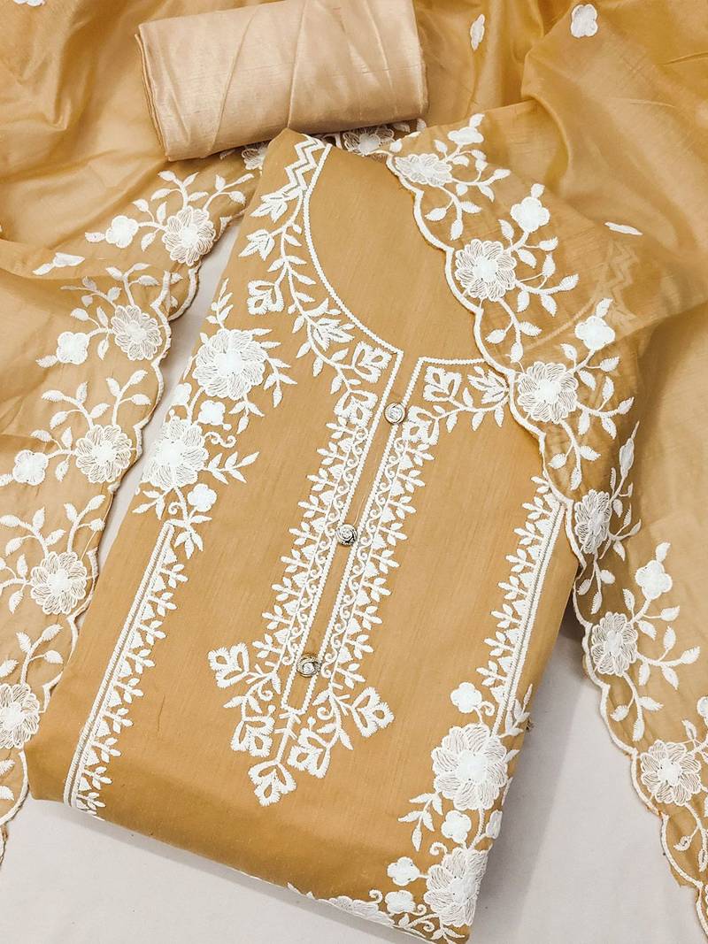 floral embroidered unstitched dress material