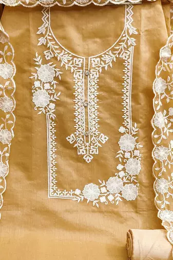 floral embroidered unstitched dress material