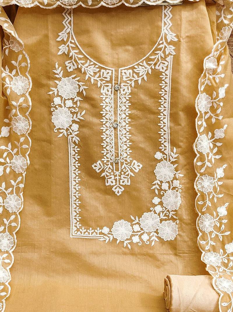 floral embroidered unstitched dress material