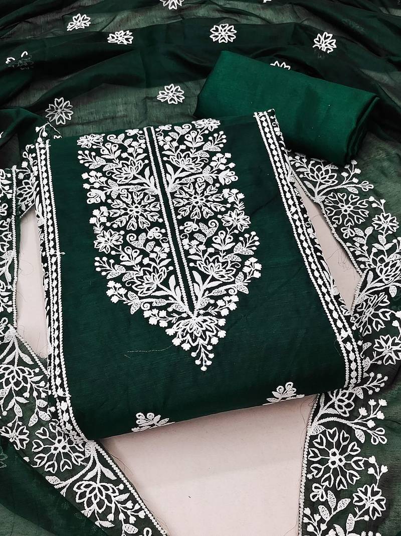 ethnic motifs embroidered unstitched dress material