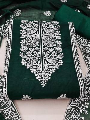 ethnic motifs embroidered unstitched dress material 2