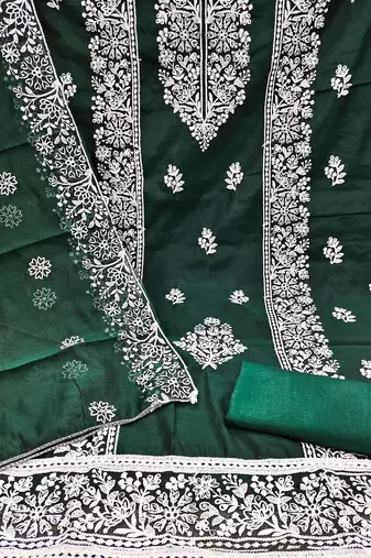 ethnic motifs embroidered unstitched dress material