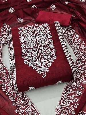 ethnic motifs embroidered unstitched dress material 1
