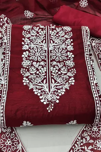 ethnic motifs embroidered unstitched dress material