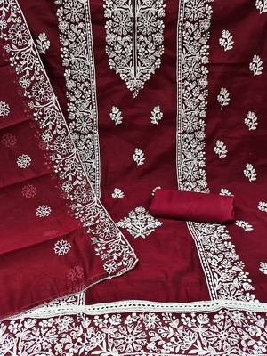 ethnic motifs embroidered unstitched dress material 3