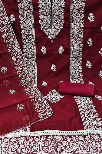 ethnic motifs embroidered unstitched dress material