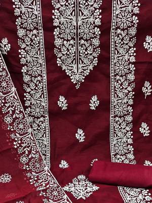 ethnic motifs embroidered unstitched dress material 4