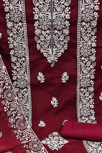 ethnic motifs embroidered unstitched dress material