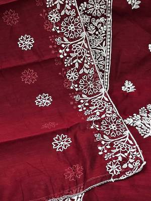 ethnic motifs embroidered unstitched dress material 5