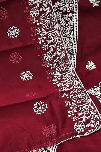 ethnic motifs embroidered unstitched dress material