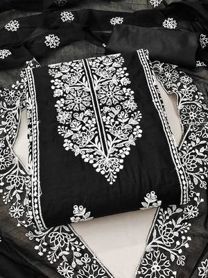floral embroidered unstitched dress material 1