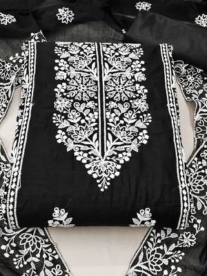 floral embroidered unstitched dress material 2