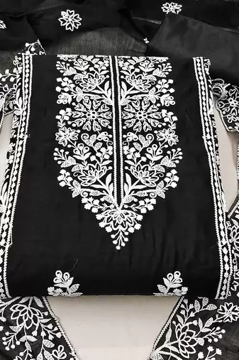 floral embroidered unstitched dress material