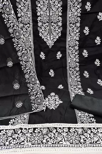 floral embroidered unstitched dress material