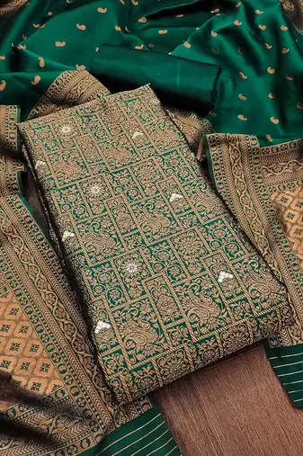 ethnic motifs woven design zari unstitched dress material