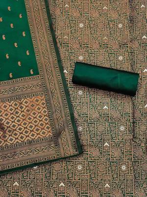 ethnic motifs woven design zari unstitched dress material 3