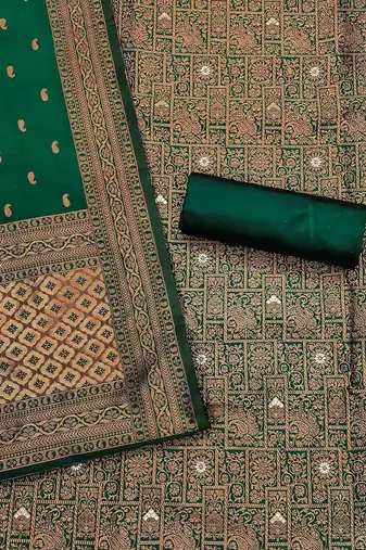 ethnic motifs woven design zari unstitched dress material