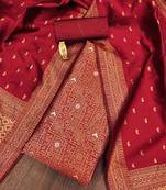ethnic motifs woven design zari unstitched dress material