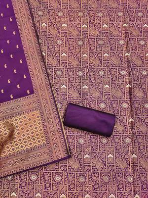 ethnic motifs woven design zari unstitched dress material 3