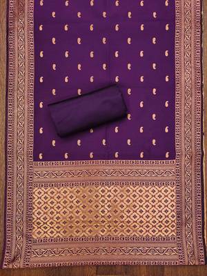 ethnic motifs woven design zari unstitched dress material 4