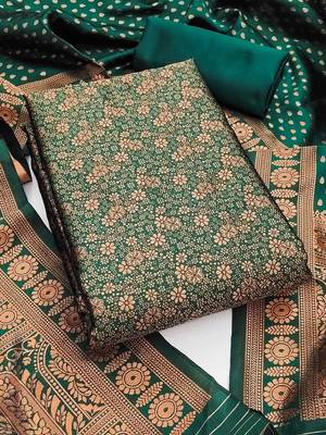floral woven design zari work jacquard silk unstitched dress material 1