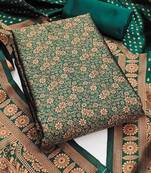 floral woven design zari work jacquard silk unstitched dress material