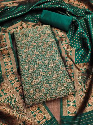 floral woven design zari work jacquard silk unstitched dress material 2