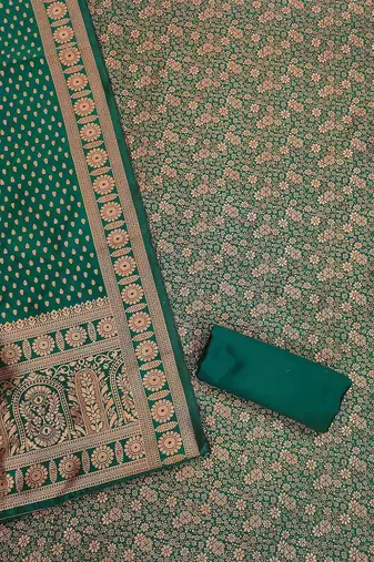 floral woven design zari work jacquard silk unstitched dress material