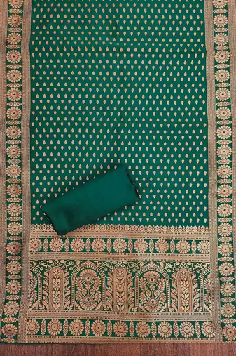 floral woven design zari work jacquard silk unstitched dress material