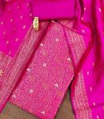 floral woven design zari work jacquard silk unstitched dress material