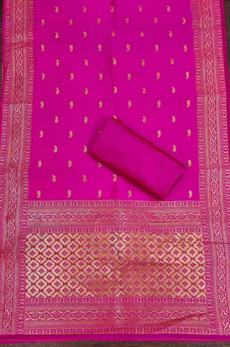 floral woven design zari work jacquard silk unstitched dress material