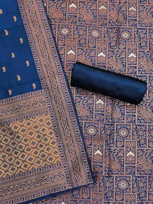 paisley woven design zari unstitched dress material 3