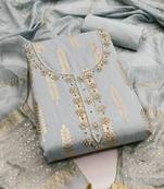 woven design beads & stone banarasi jacquard unstitched dress material