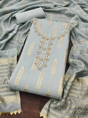 woven design beads & stone banarasi jacquard unstitched dress material 2