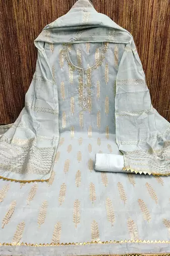 woven design beads & stone banarasi jacquard unstitched dress material