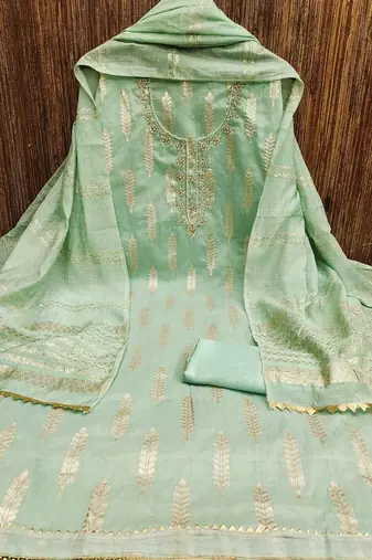 woven design beads & stone banarasi jacquard unstitched dress material