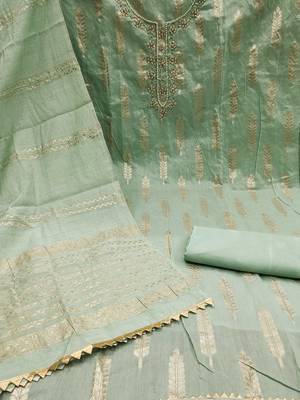 woven design beads & stone banarasi jacquard unstitched dress material 4
