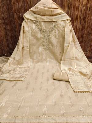 woven design beads & stone banarasi jacquard unstitched dress material 3