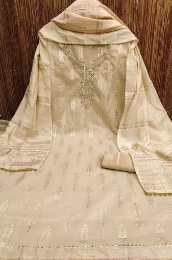 woven design beads & stone banarasi jacquard unstitched dress material