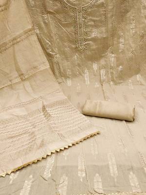 woven design beads & stone banarasi jacquard unstitched dress material 4