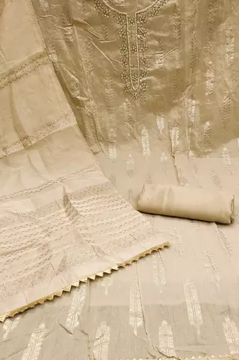 woven design beads & stone banarasi jacquard unstitched dress material