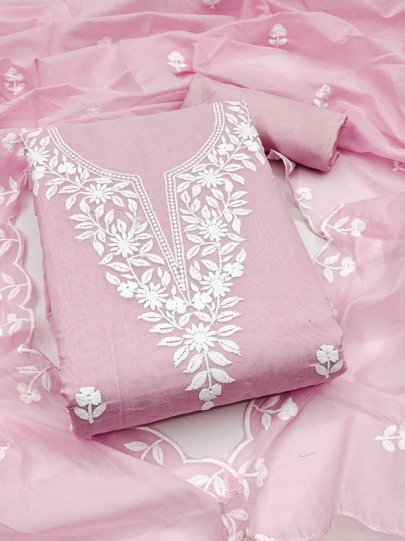 embroidered cotton unstitched dress material